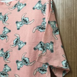 Lilo And Stitch Print Peach T-shirt for Women