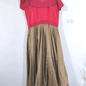 Women Red And Beige Gown