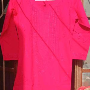 Pink Chikenkari Kurta