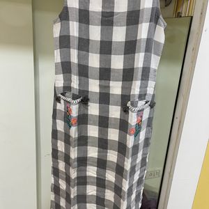 White And Gray Checks Kurti