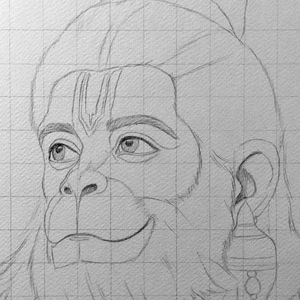 2nd Hanuman Ji Drawing Outline