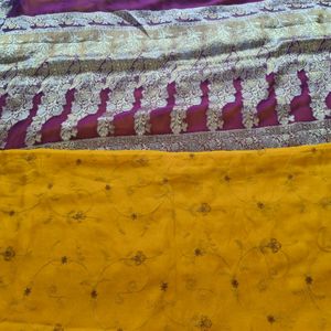 Purple,yellow Saree