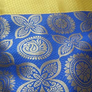 UNUSED Yellow With Royal Blue colour Saree