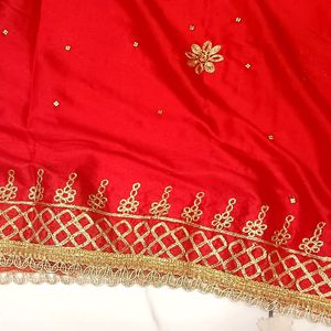 Stone+zari Kadhaai All Over Red Suit With Dupatta