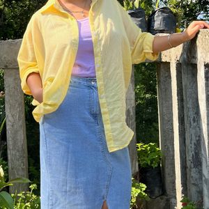 Yellow Oversized Striped Shirt