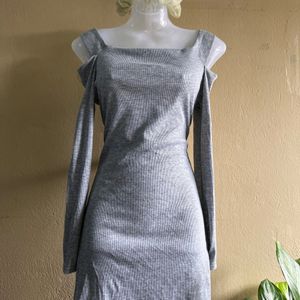 Grey Bodycon Mini Dress 🎀