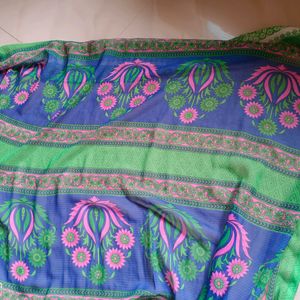 Blue Pink Green All Colours Mix Saree