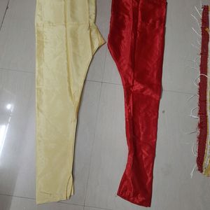 Churidaar Pair (Red And Cream)