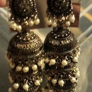 Silver With White Pearl Earrings