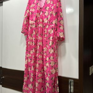 Floral A Line Nyra Cut Georgette Pink Kurta