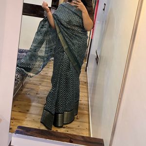 Bottle Green Saree