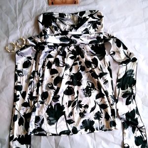 Beautiful Black And White Flowers Print Dress