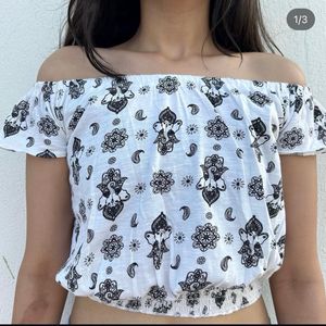 Off Shoulder Stretchable Crop Top