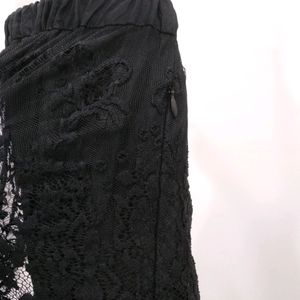 Jet Black Lace Layered Skirt