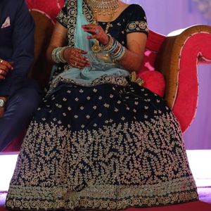 Blue Bridal Lehnga With Net Dupatta