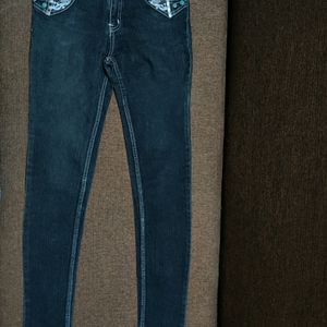 Black embroidered stretchable jeans with Freebies!