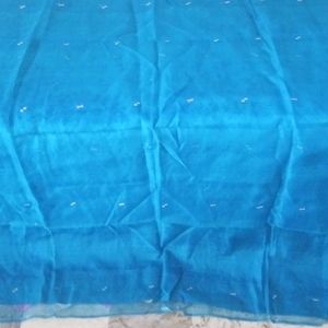 blue fancy thread work light weight saree