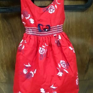 Rarely Used Red Cotton Frock 12 To 18 Month Baby