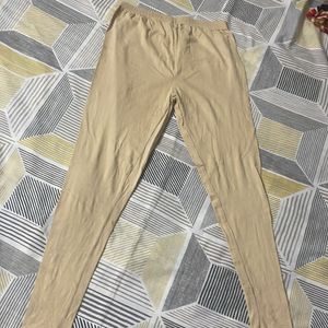 Beige Stretchable Leggings Casual For Women