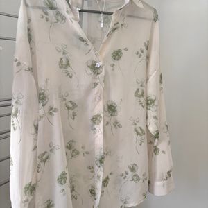 Sheer Material Flower Floral Shirt