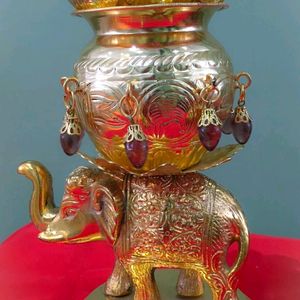 Brass Elephant With Kalash & Nariyal 🐘✨