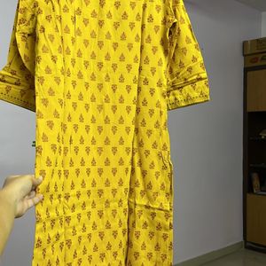 Mustard Kurti Straight Fit