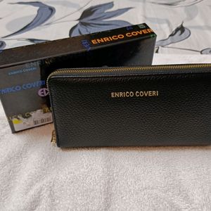 Enrico coveri Italian New Black Leather Wallet