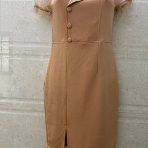 Nude Colour Bodycon Mini Dress For Women's