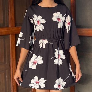 Black Floral Print Dress