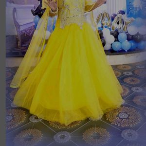 Yellow Ball Gown With Heavy Real Mirror Work