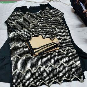 Semi Stitched Kurta Sharara And Duppta