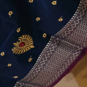 Zari Work Satin Silk Saree_festive Wear