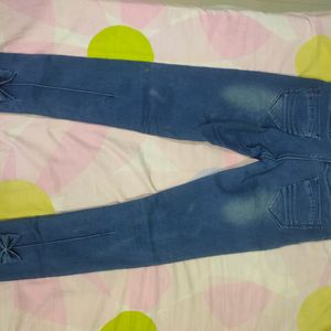 Blue Jeans With Cute Slit At Ankle