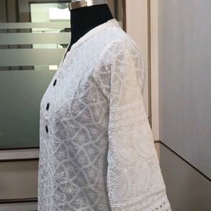 White Chickenkari Kurta