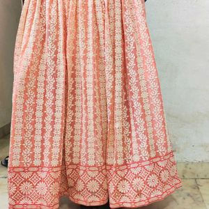 Peach Lengha Choli With 1 metre Dupatta