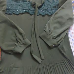 Olive Green Aline Top (Formal & Festive Use)