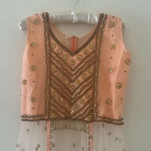 Amazing Peach Party Wear Shrug/kurti With Back Zip