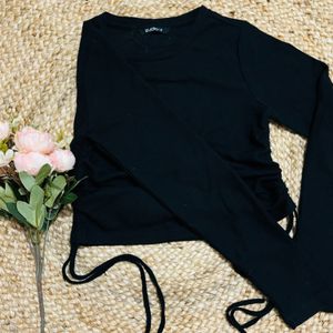 Crop  Full Sleeve Black Top