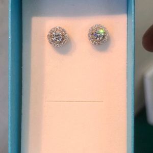 Zirconia Diamond Earrings Tops Pure Silver 925