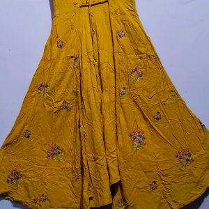 yellow full length long grown anarkali dress