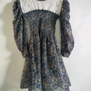 White And Blue Girl Frock