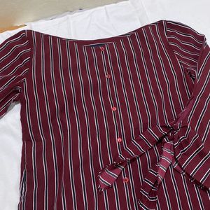 Maroon Vertical Striped Top