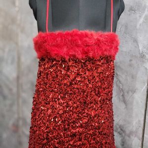 Red Sequins Mini Dress