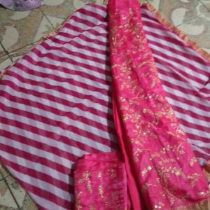 Pink Lehanga With Lehriya Dupatta