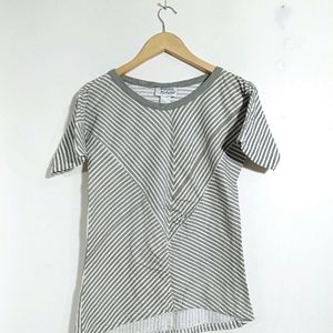 White and Grey Stripes Top (Women)