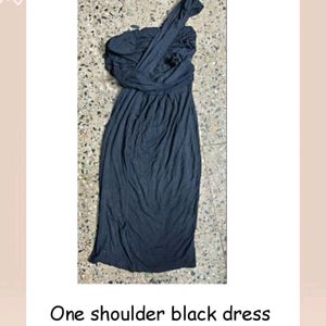 one shoulder black dress