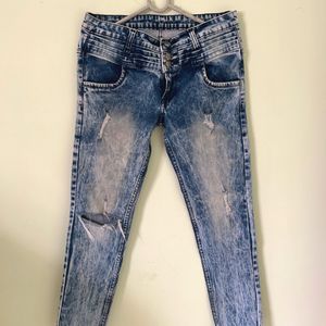 Ripped High Waist Denim Jeans