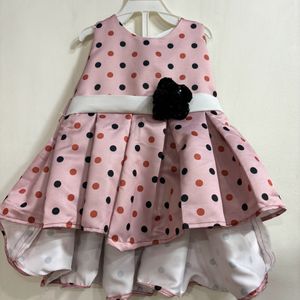 New Unused Girl High Low Polka Dots Frock