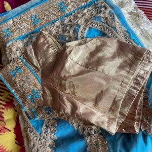 Heavy Blue Beige Saree