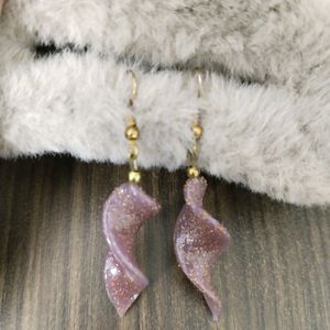 Purple Spiral Earrings